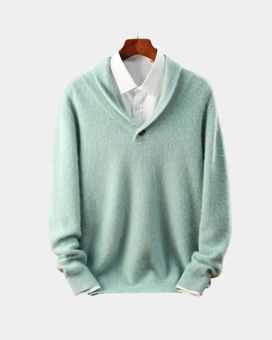 Terry | Grey Shawl-Collar Jumper