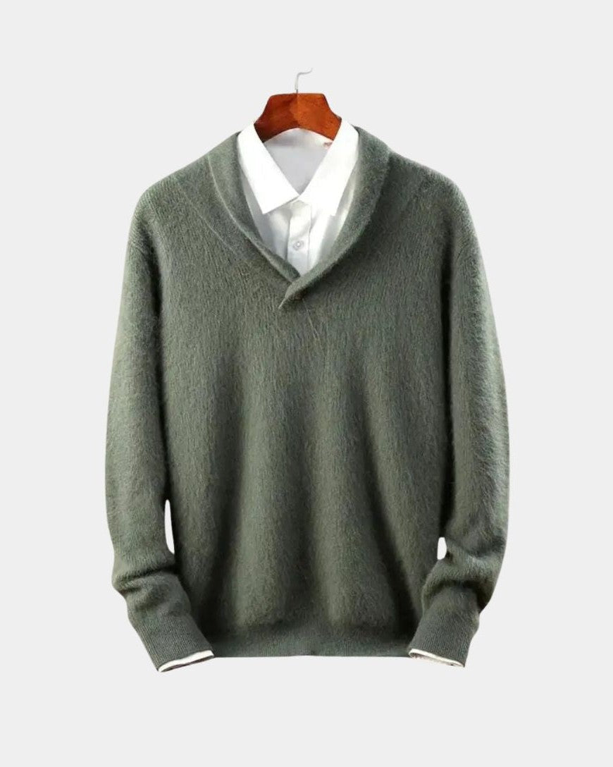 Terry | Grey Shawl-Collar Jumper