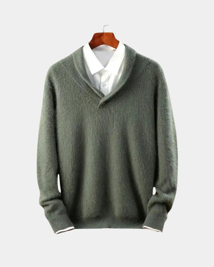Terry | Grey Shawl-Collar Jumper