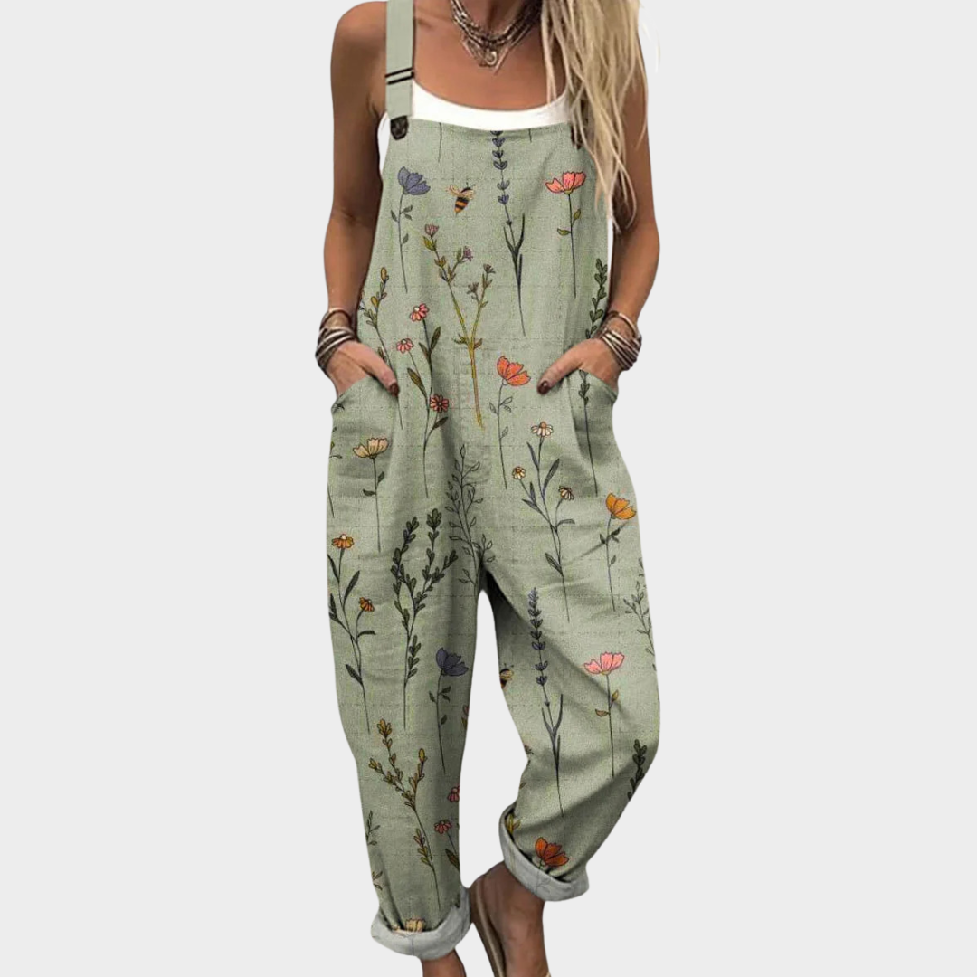 Brittany | Sage Wildflower Dungarees