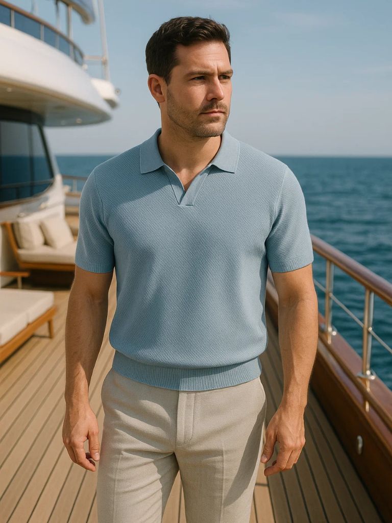 Rory | Navy Open-Collar Polo Shirt