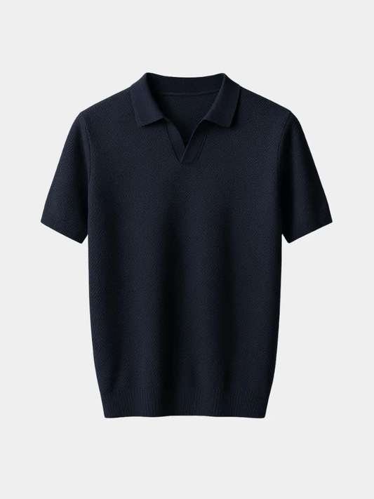 Rory | Navy Open-Collar Polo Shirt
