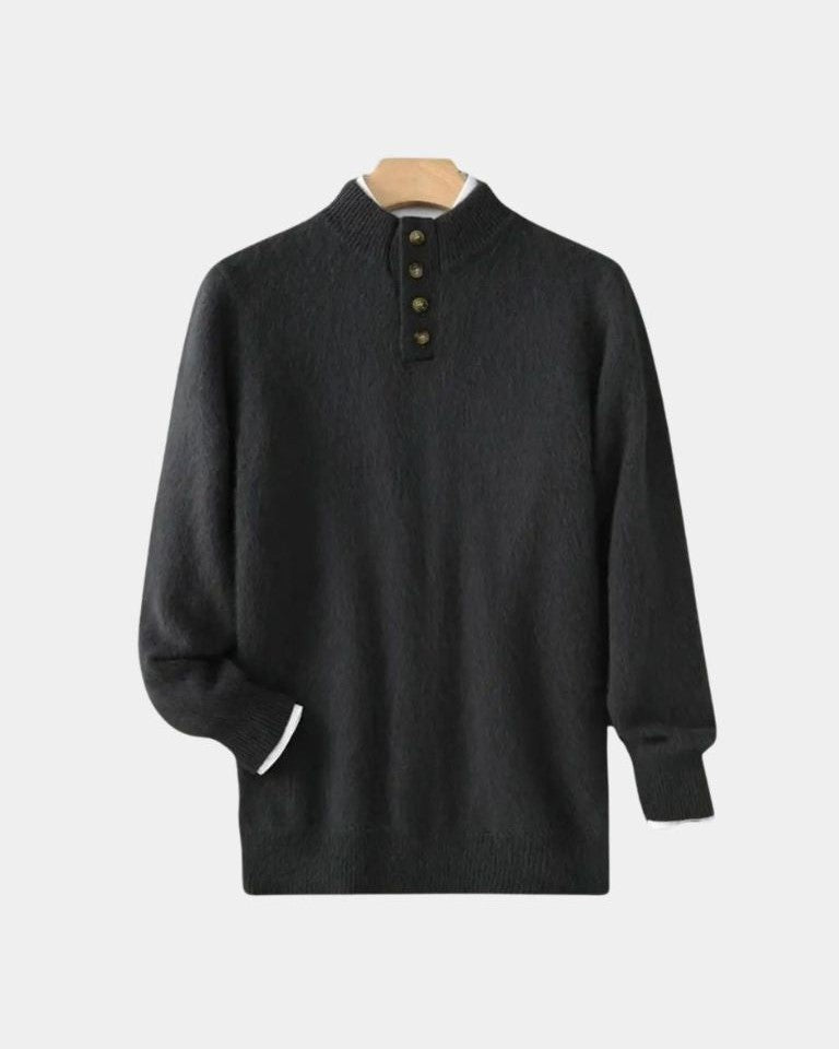 Vaughan | Beige Henley Knit Jumper