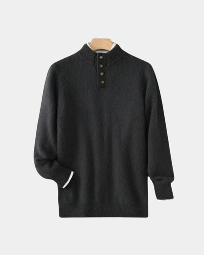 Vaughan | Beige Henley Knit Jumper