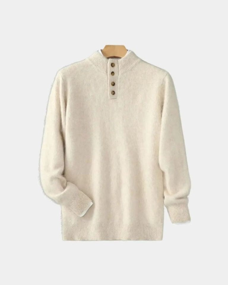 Vaughan | Beige Henley Knit Jumper