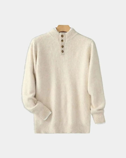 Vaughan | Beige Henley Knit Jumper