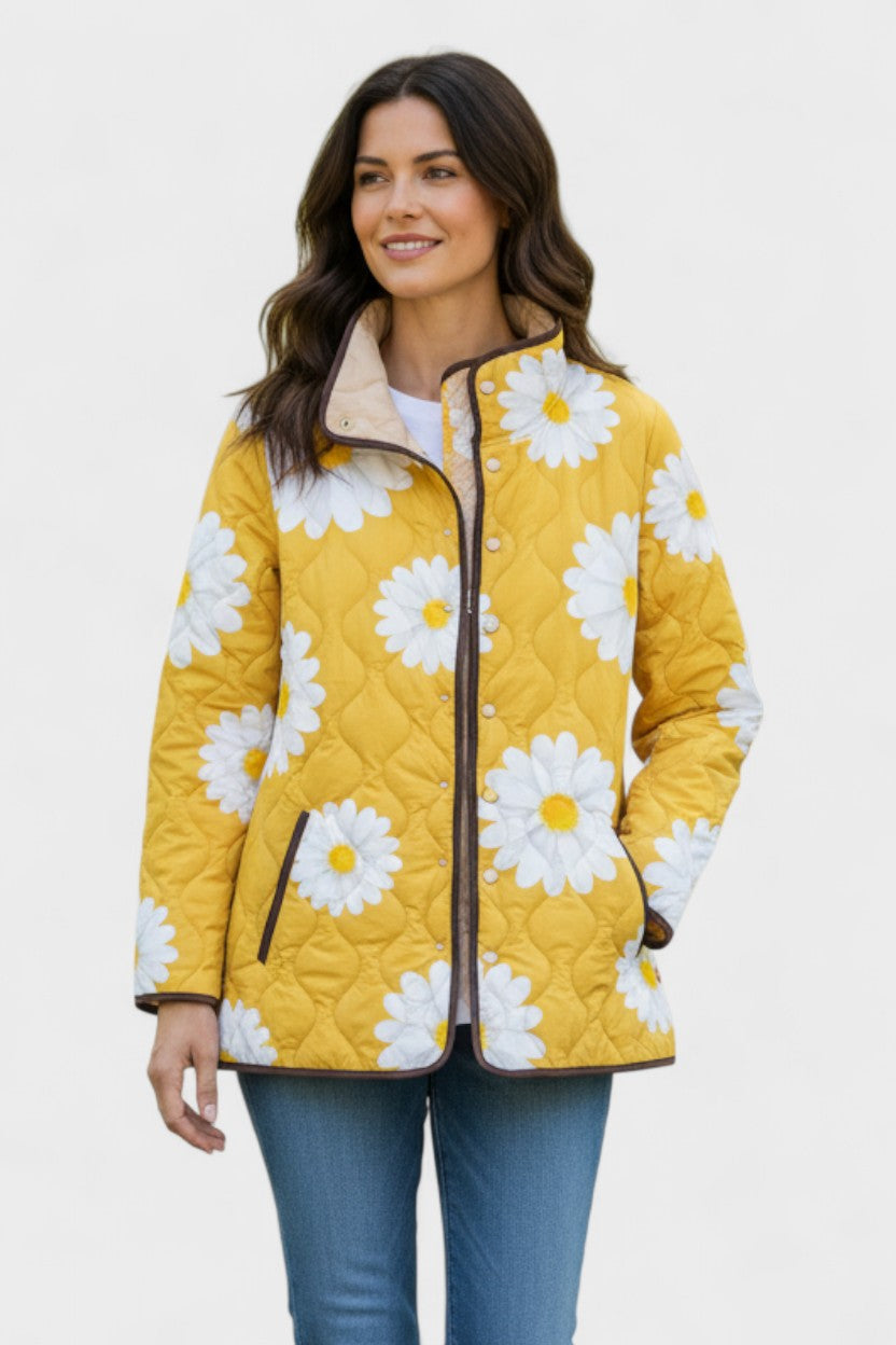 Wanda | Yellow Daisy Quilted Jacket