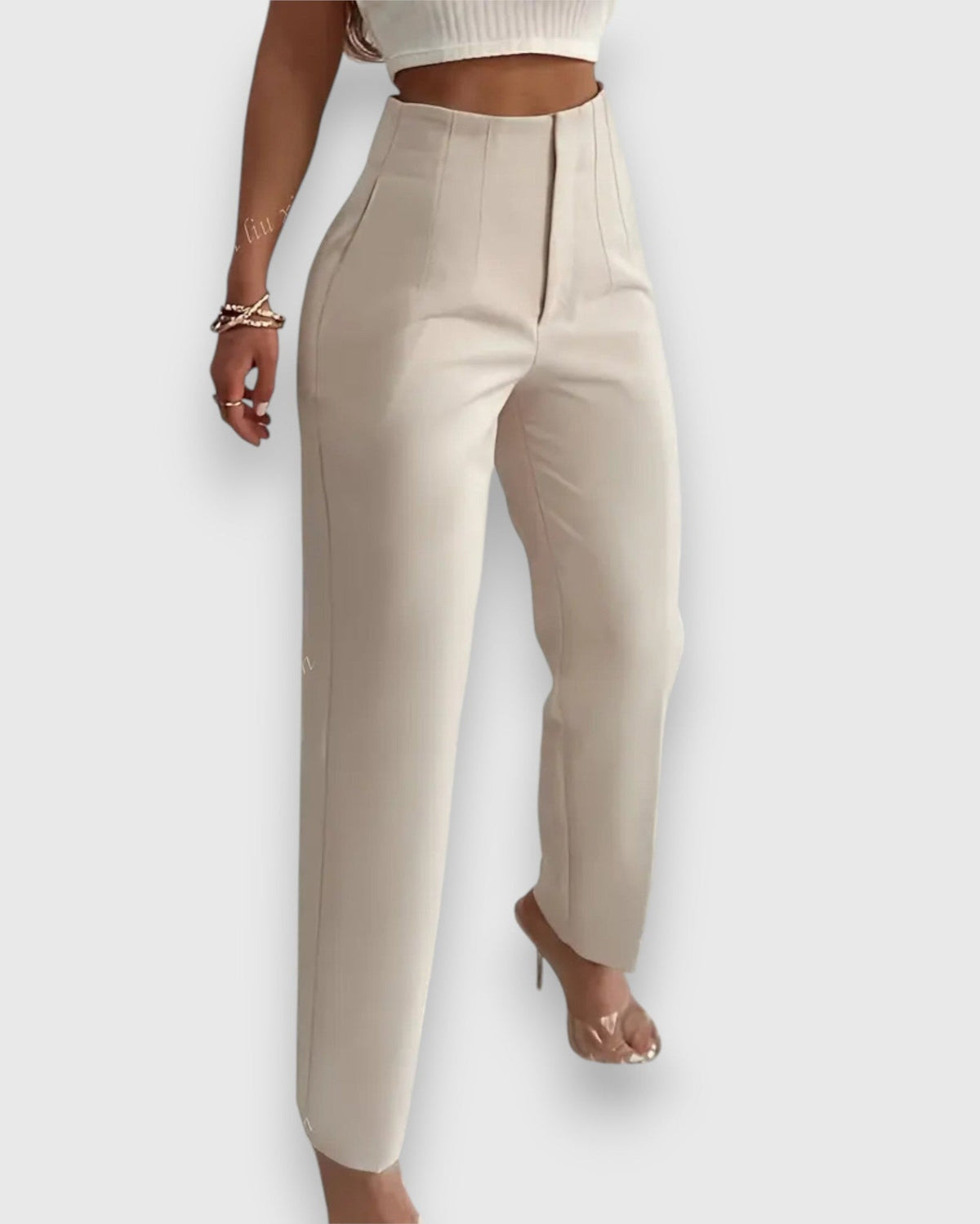 Vivien | Ivory Straight-Leg Trousers