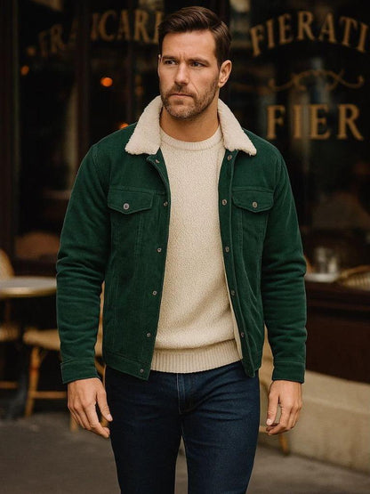 Vincent | Green Sherpa-Lined Jacket