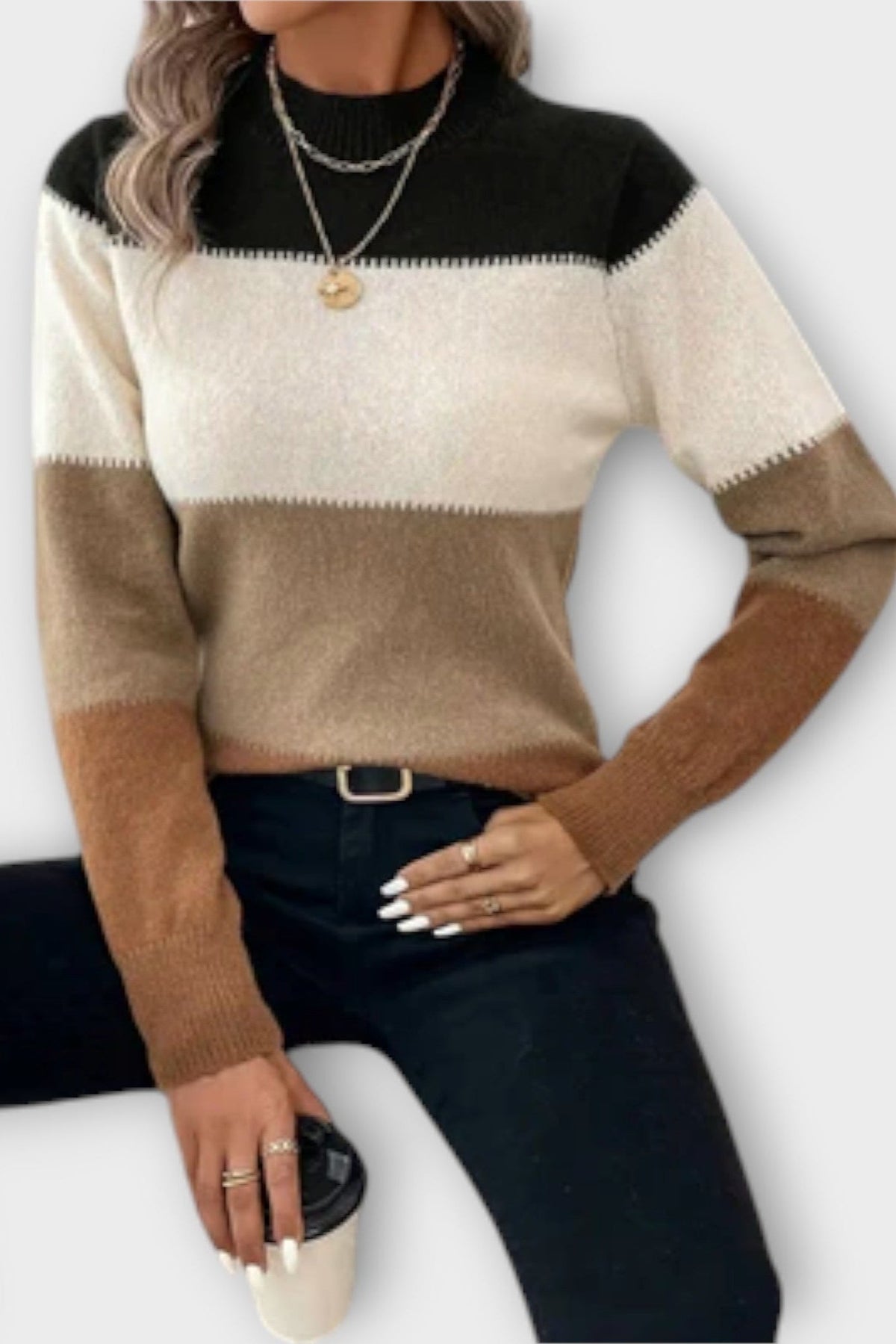 Violet | Grey Colour-Block Jumper