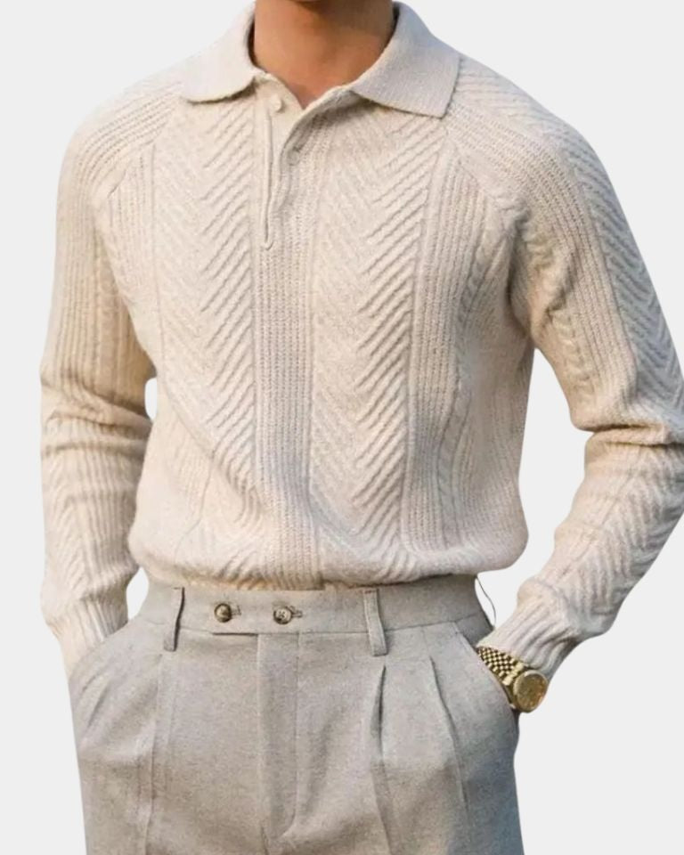 Gregory | Cream V-Neck Knit Jumper