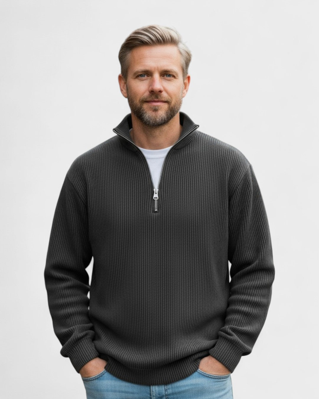 Gregory | Burgundy Half-Zip Jumper