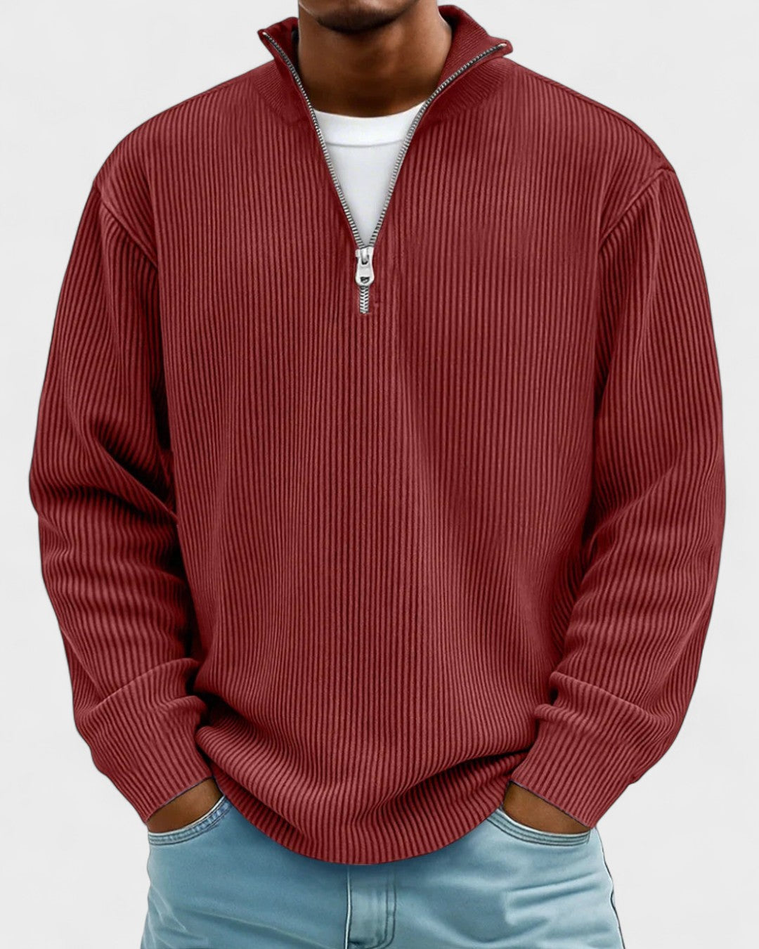 Gregory | Burgundy Half-Zip Jumper