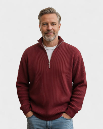 Gregory | Burgundy Half-Zip Jumper