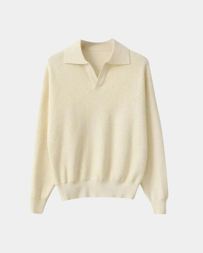 Victor | Cream Open-Collar Knit Jumper
