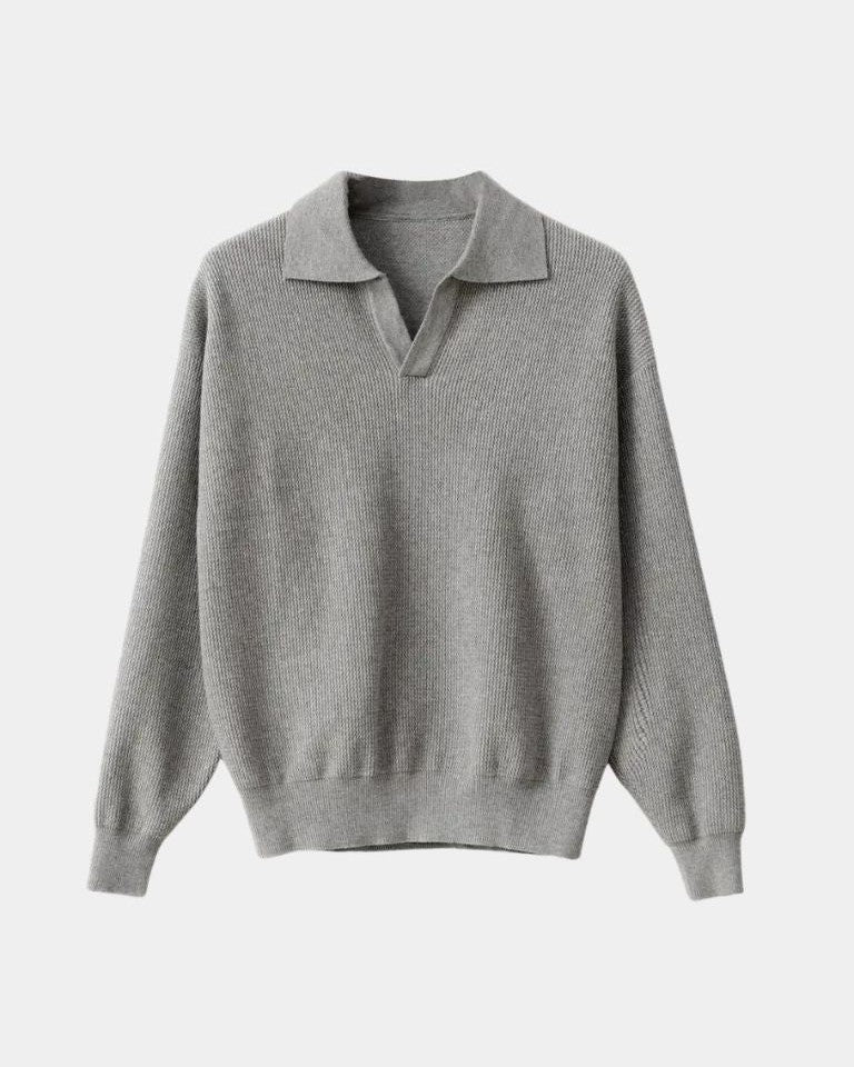Victor | Cream Open-Collar Knit Jumper