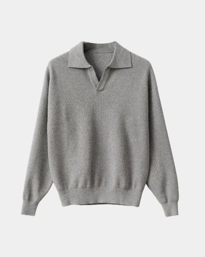 Victor | Cream Open-Collar Knit Jumper