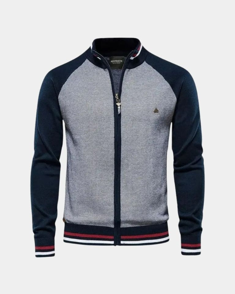Victor | Grey Zip-Front Knit Top