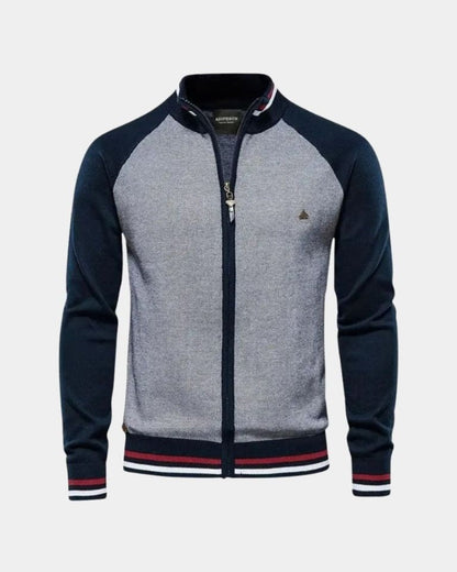 Victor | Grey Zip-Front Knit Top