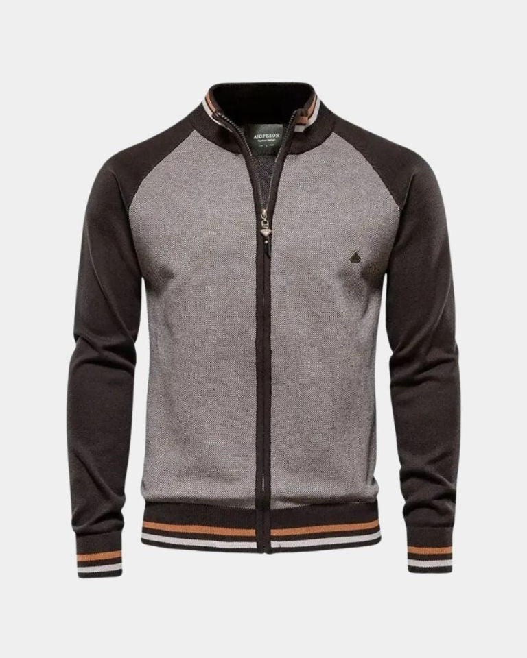 Victor | Grey Zip-Front Knit Top