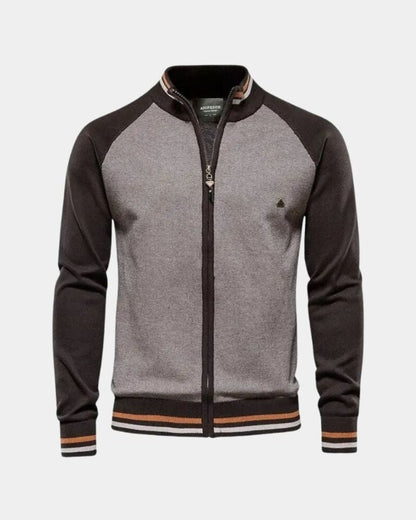 Victor | Grey Zip-Front Knit Top