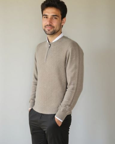 Wilfred | Taupe Half-Zip Jumper