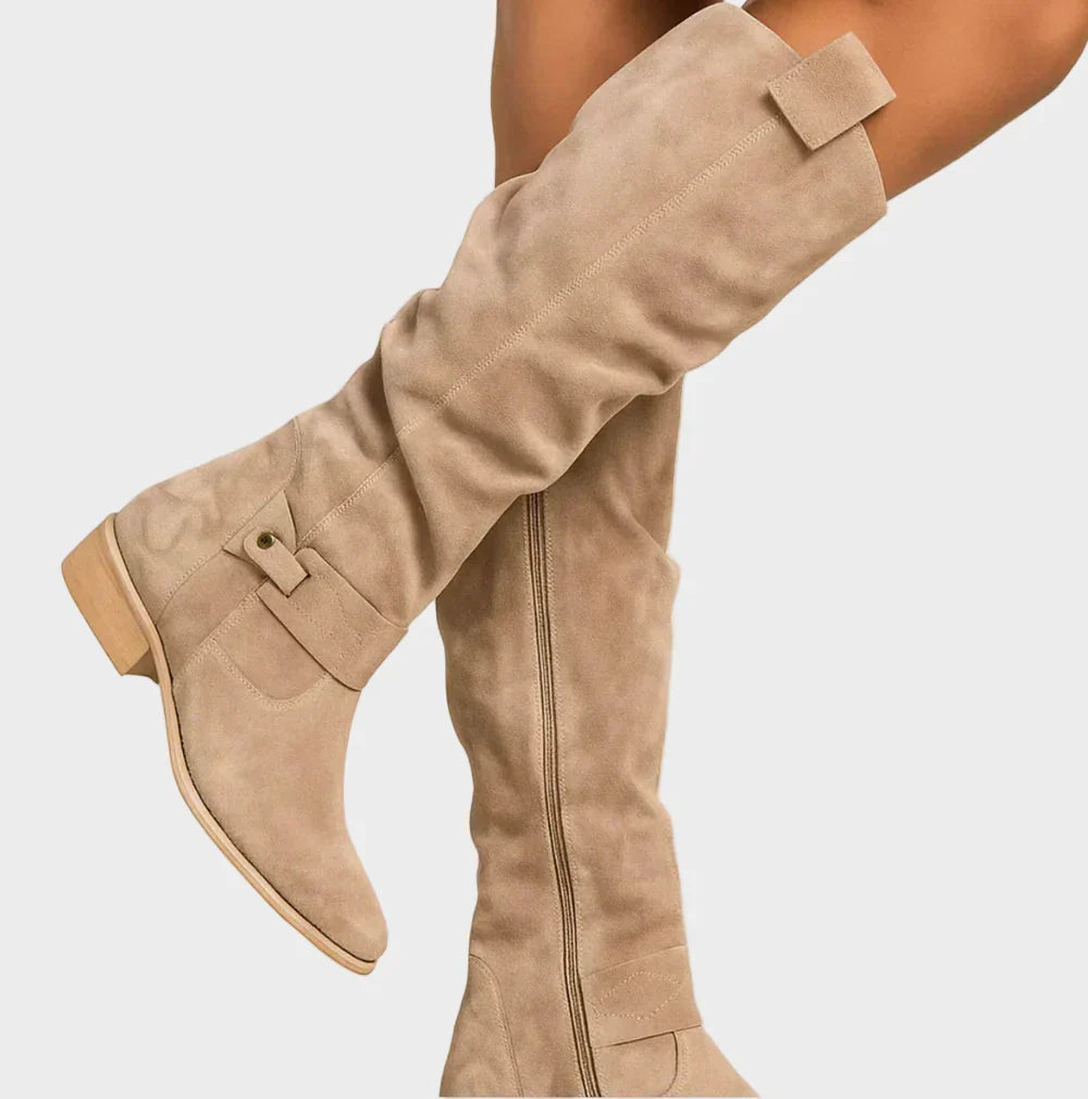 Minnie | Beige Knee-High Boots