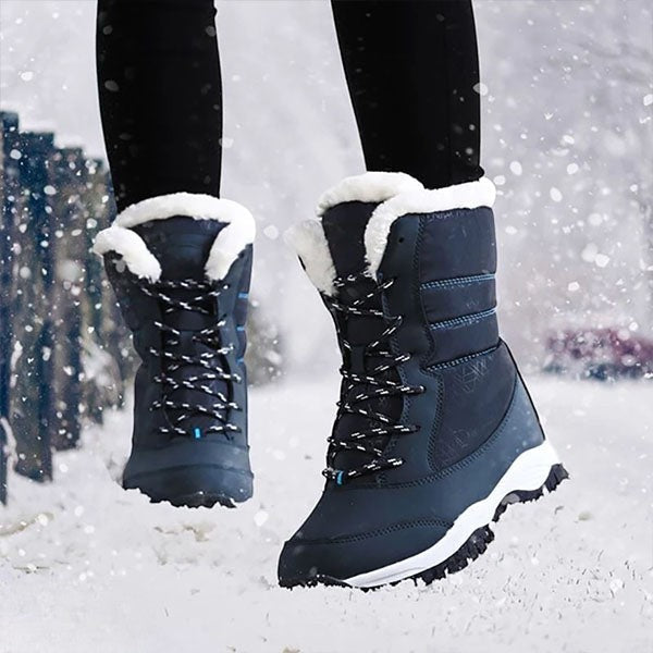 Vicky | Navy Lace-Up Winter Boots