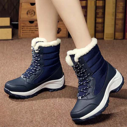 Vicky | Navy Lace-Up Winter Boots