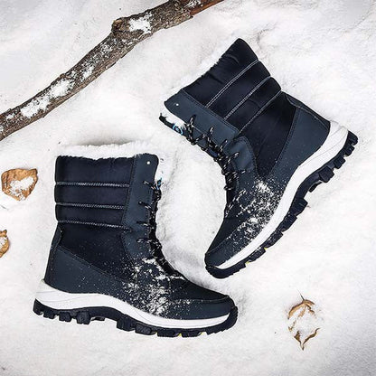 Vicky | Navy Lace-Up Winter Boots