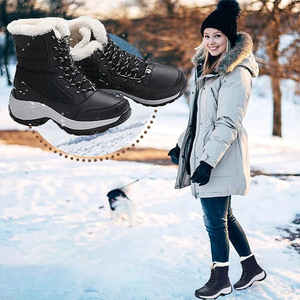 Vicky | Navy Lace-Up Winter Boots
