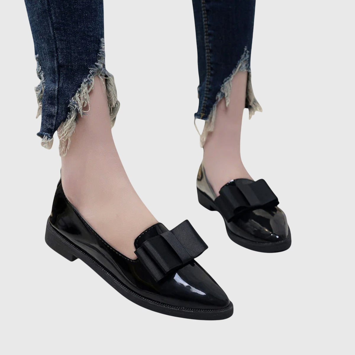 Viola | Burgundy Patent-Look Bow Loafers