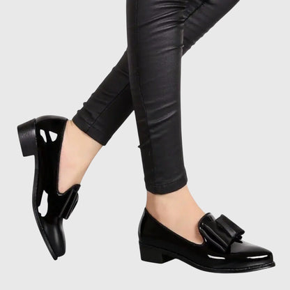Viola | Burgundy Patent-Look Bow Loafers