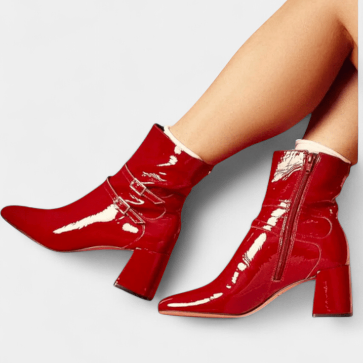 Vivian | Red Patent Ankle Boots