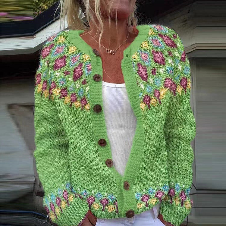 Rebecca | Lime Floral Yoke Cardigan