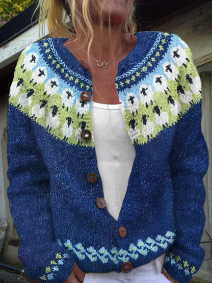 Sylvia | Royal Blue Patterned Cardigan