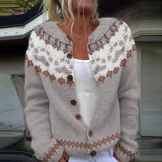 Brenda | Cream & Navy Nordic-Inspired Cardigan