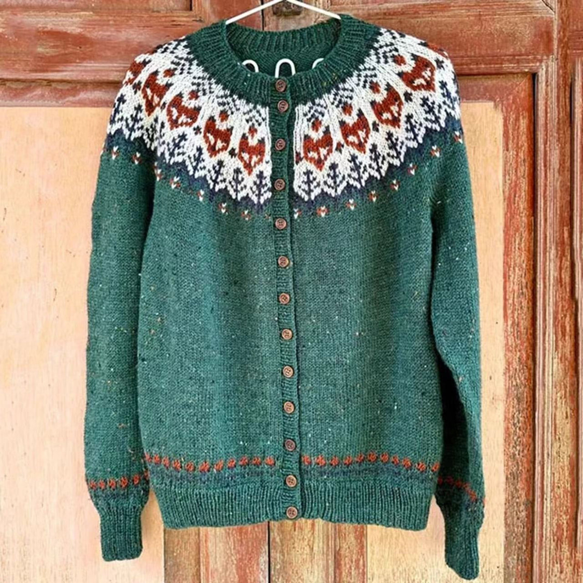 Elaine | Green Nordic-Inspired Cardigan