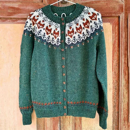 Elaine | Green Nordic-Inspired Cardigan