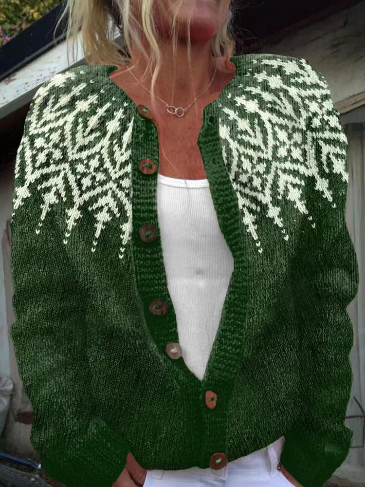 Anne | Green Nordic-Inspired Cardigan