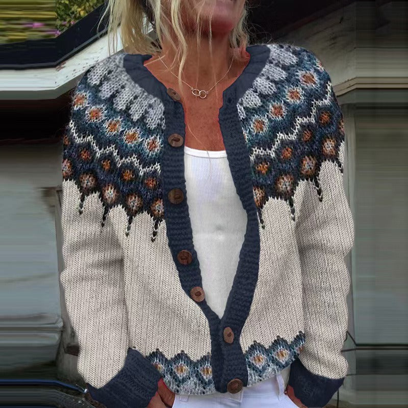 Gloria | Grey Snowflake Yoke Cardigan
