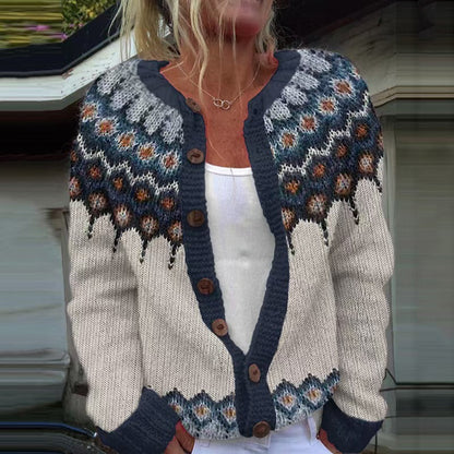 Gloria | Grey Snowflake Yoke Cardigan