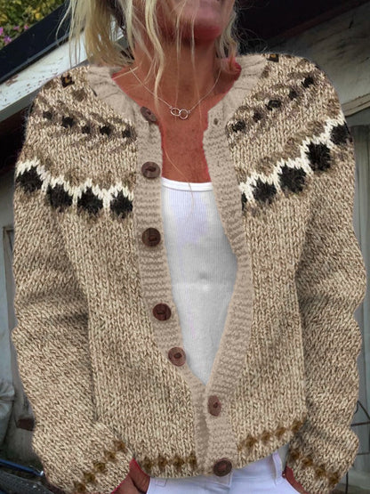 Wendy | Beige Heritage-Inspired Cardigan