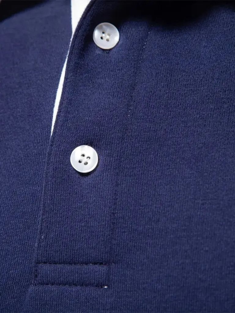William | Navy Long-Sleeve Polo