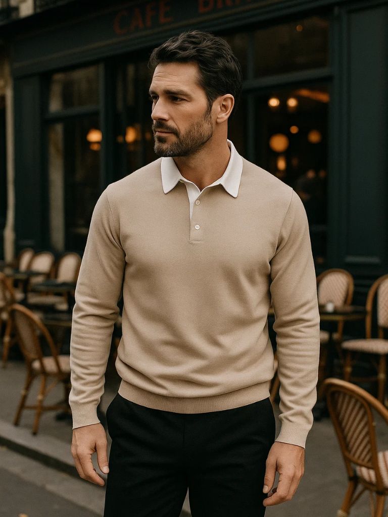 William | Navy Long-Sleeve Polo
