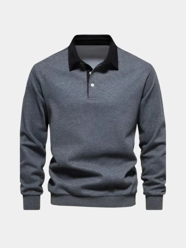 William | Navy Long-Sleeve Polo