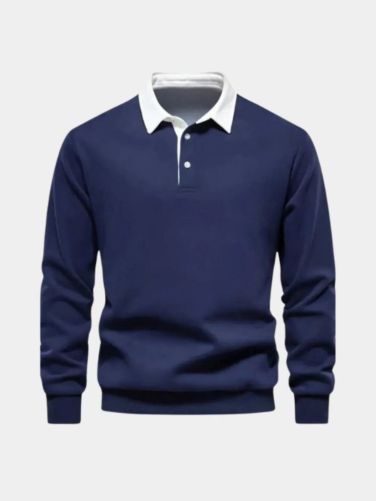 William | Navy Long-Sleeve Polo