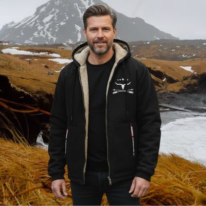 Henry | Black Sherpa-Lined Hooded Jacket
