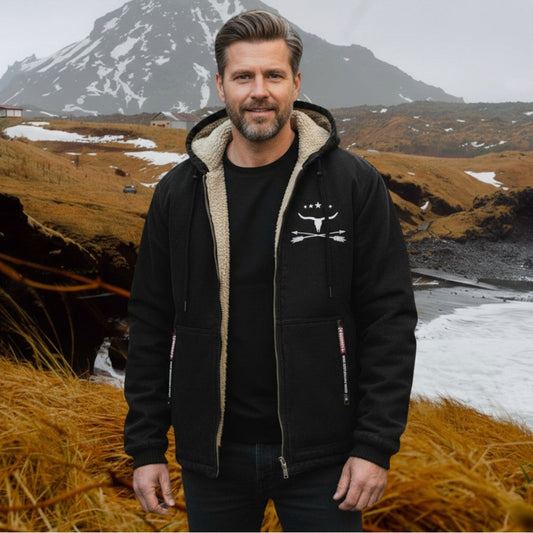 Henry | Black Sherpa-Lined Hooded Jacket