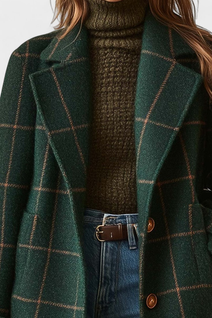 Yasmin | Green Checked Long Coat